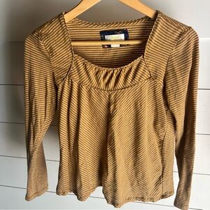 Maeve by Anthropologie Women’s Mustard Golden Striped Top Size XS Extra Small